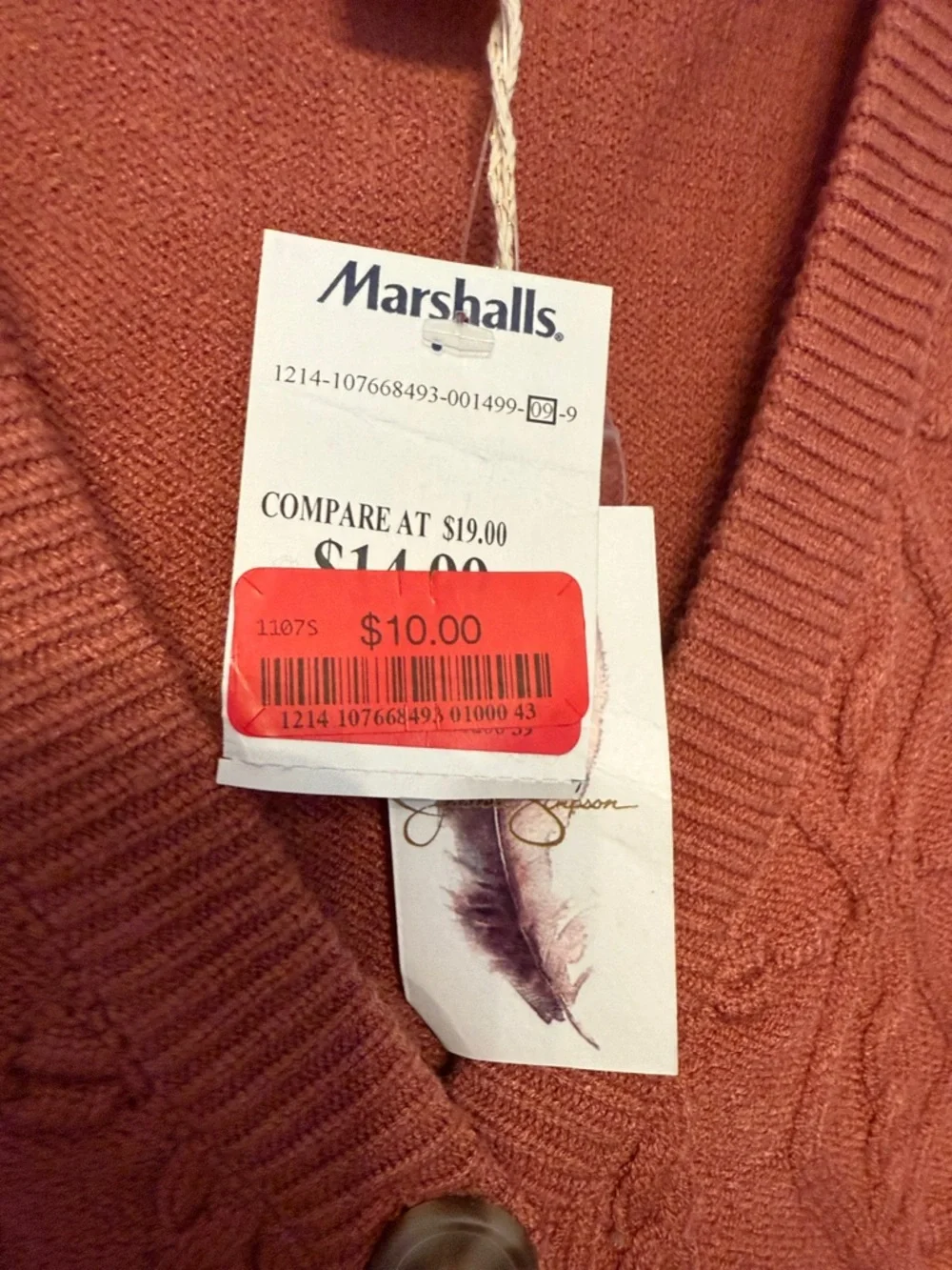 Jessica Simpson Dusty Rose Cable Knit V-Neck Button Front Sweater Vest - Picture 3 of 7